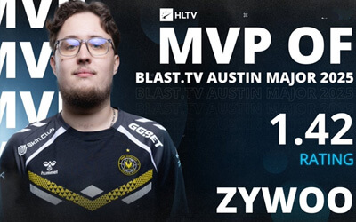 ZywOo以1.42rating斩获奥斯汀Major MVP | Vitality